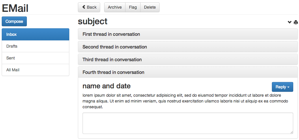 A coded version of the previous wireframe.