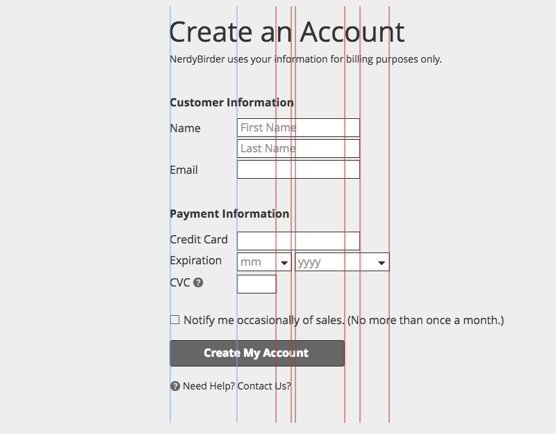 Many alignment guides, showing poor alignment